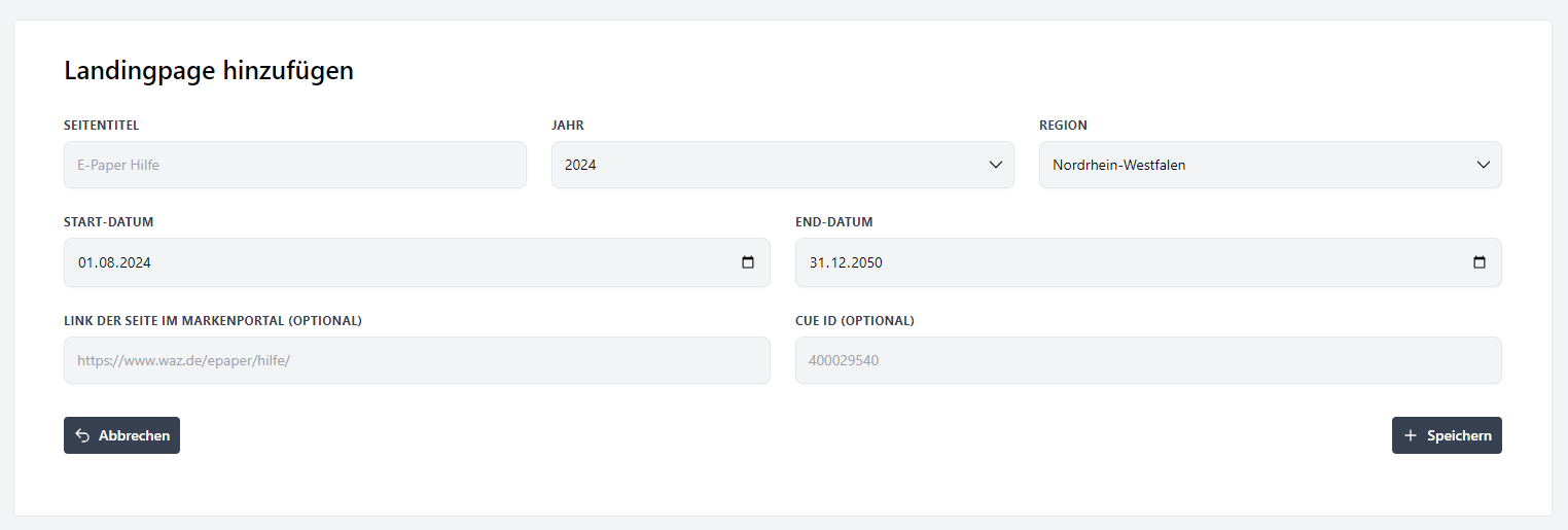 Basisinformationen eingeben
